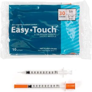 Insulin Syringe, 30G 1cc 5/16-Inch (8mm), 830165-10, Bag of 10